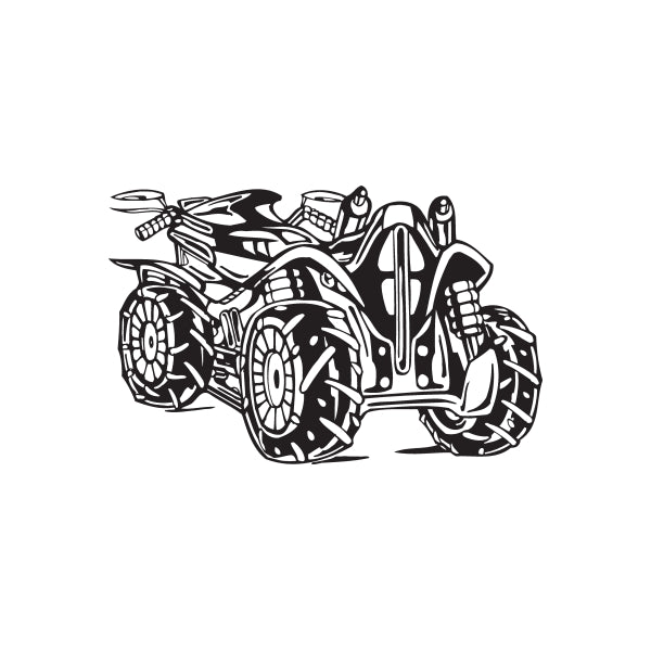 Vinyl wall decal featuring a black offroad ATV graphic with bold white outlines