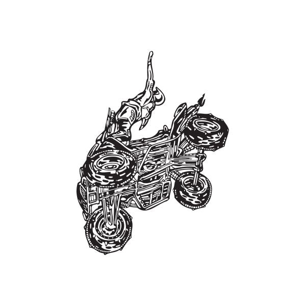 Vinyl offroad ATV wall decal with black line-art quad bike design