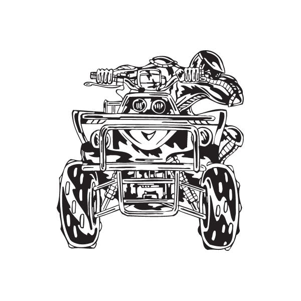Offroad ATV wall decal vinyl in black and white, stylized monster truck design