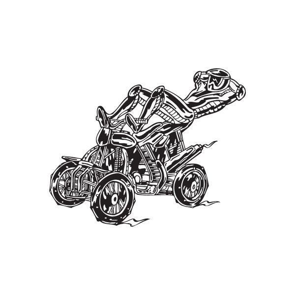 Offroad ATV wall decal: black outline quad bike with rider, vinyl sticker