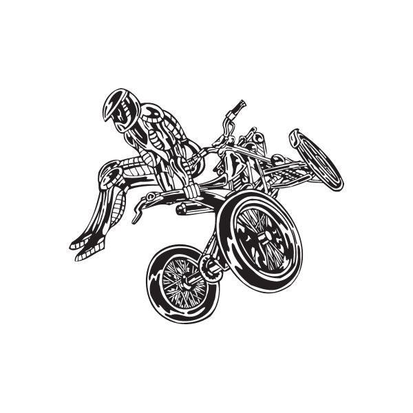 Offroad ATV wall decal, black line-art vinyl sticker of an ATV