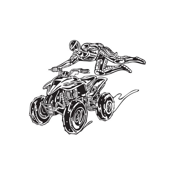 ATV wall decal featuring a black and white offroad quad outline