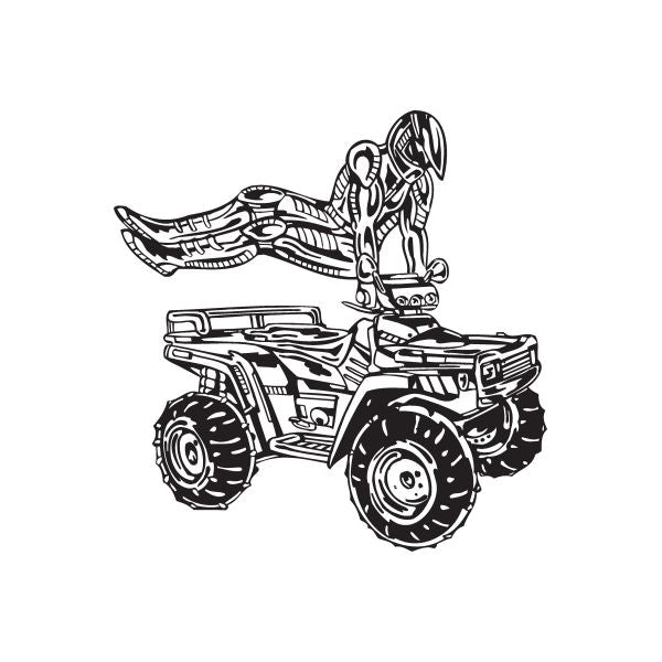 Offroad ATV wall decal in black with detailed vehicle outline