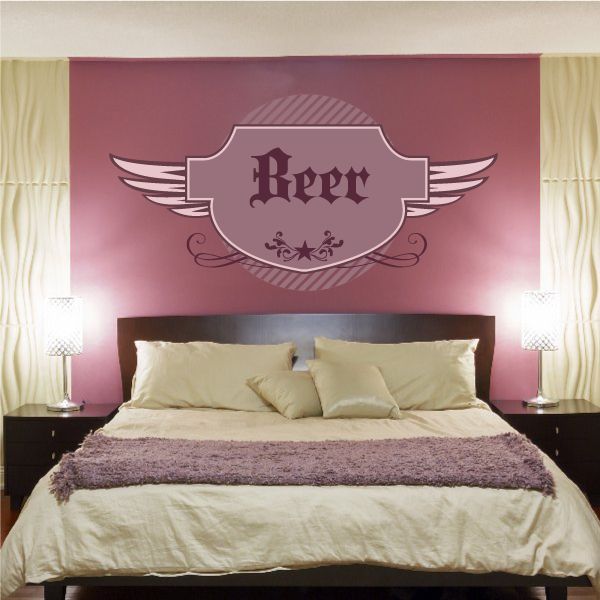 Oktoberfest beer wall decal: winged crest with “Beer” text and ornate banner