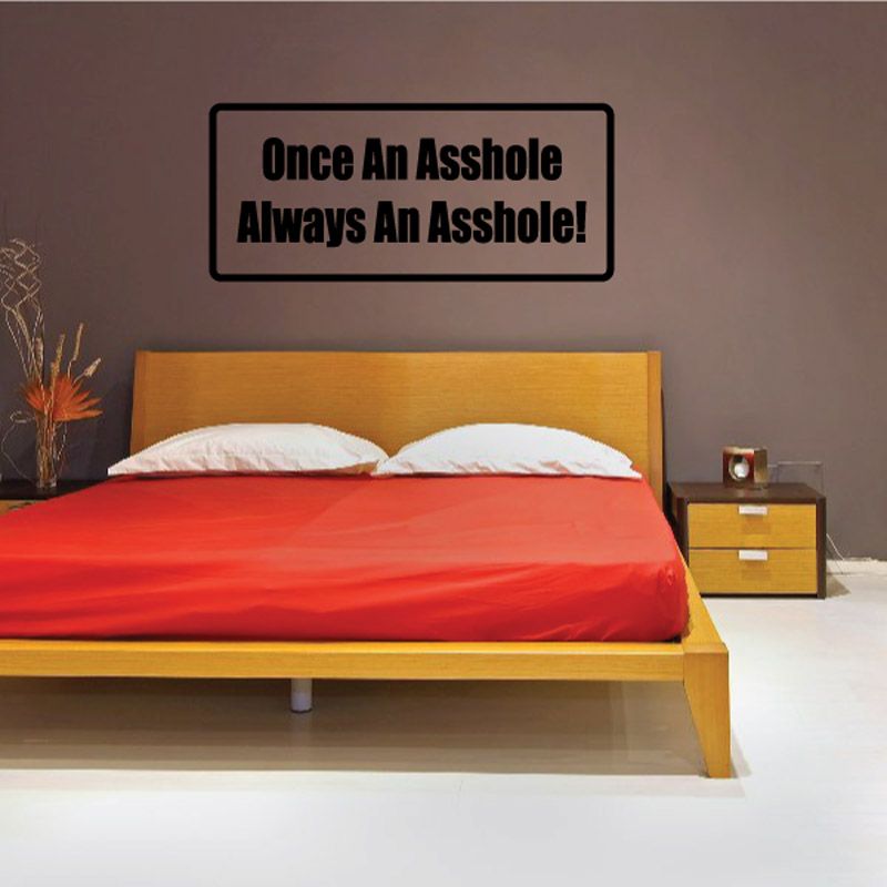 Rectangular wall decal with black border and bold white slogan text