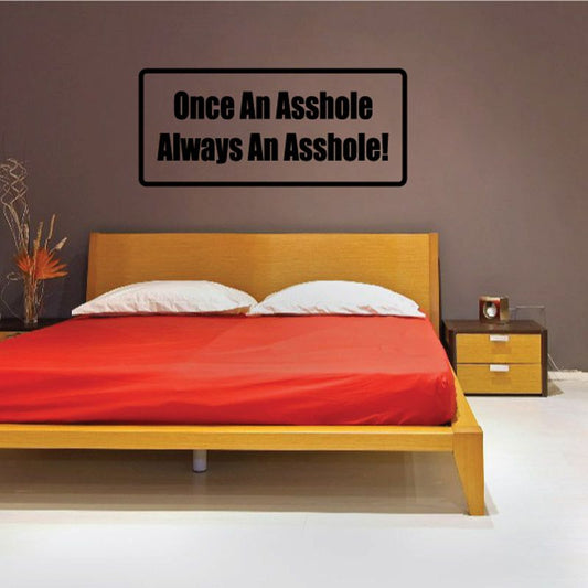 Rectangular wall decal with black border and bold white slogan text