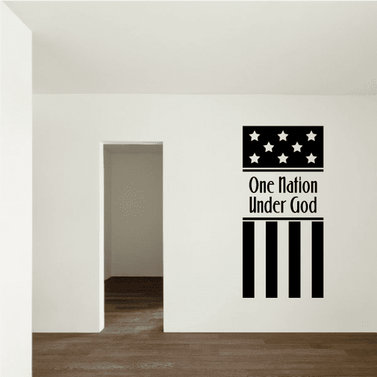 Vinyl decal with stars, 'One Nation Under God' text, and black-and-white stripes
