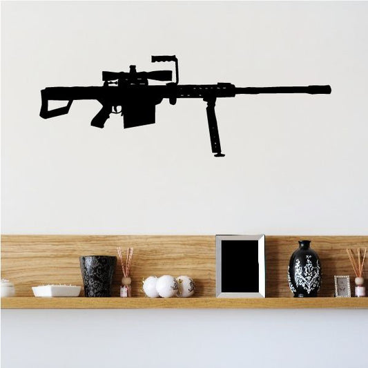 Black sniper rifle decal with bipod and open-stock style silhouette