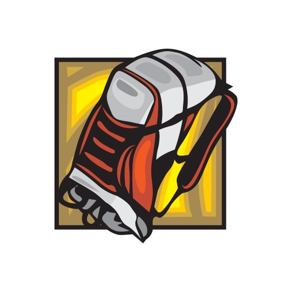 Orange and yellow camping backpack sticker