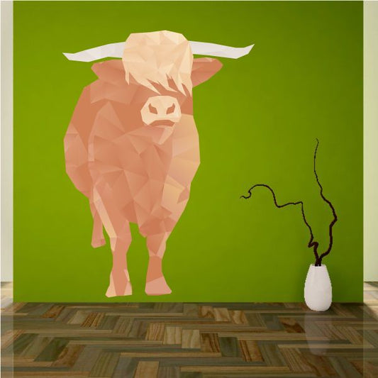 Beige origami cow sticker with geometric facets and muzzle detail