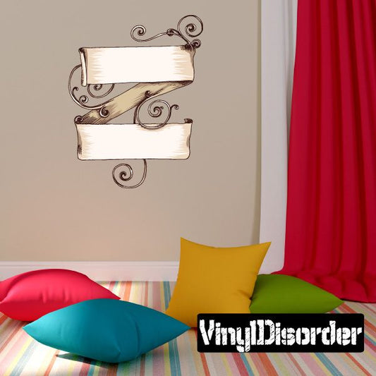 Image of Double Banner Ornate Scroll Decal