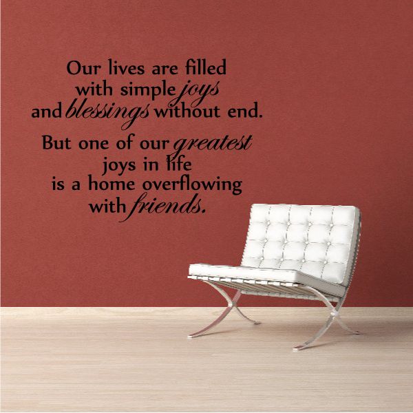 Wall decal with inspirational quote: simple joys, blessings, and friendship