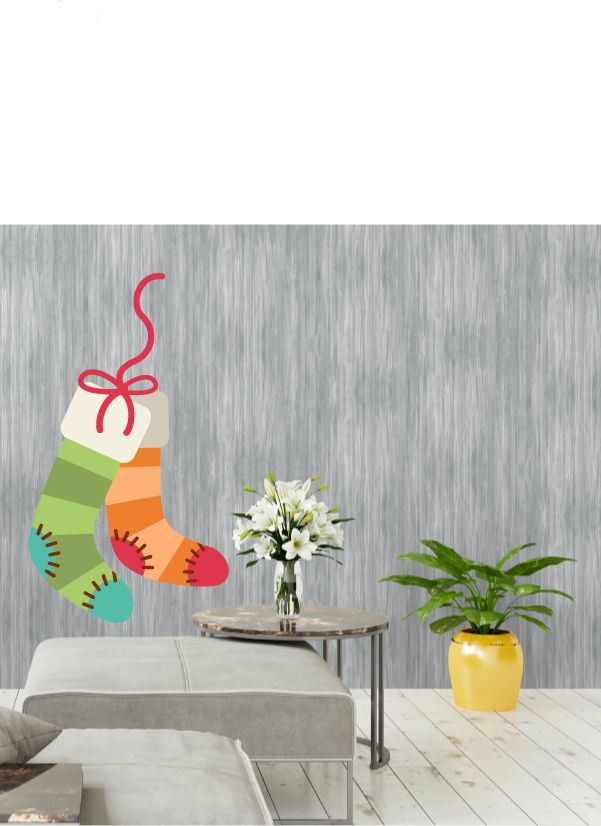 Image of Pair of Colorful Stockings Printed Die Cut Decal