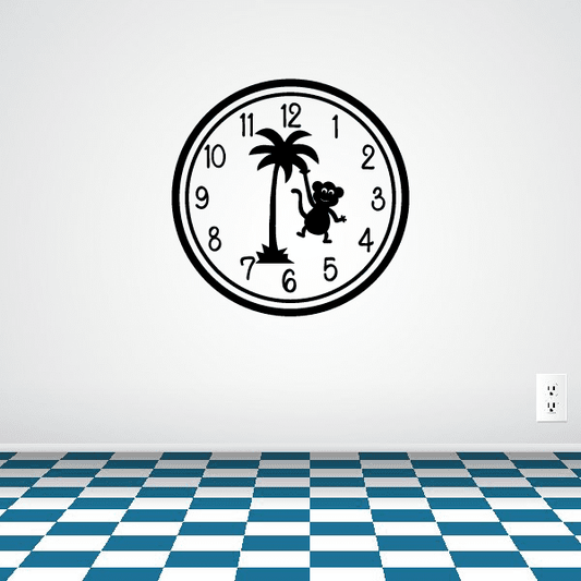 Image of Palm Tree Monkey Clock Face Wall Decal