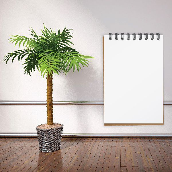 Notebook wall decal, white page with black spiral binding, rectangular outline