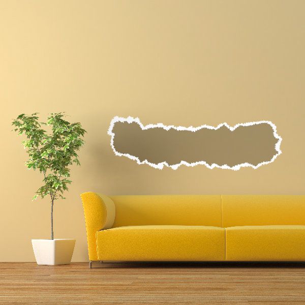 Torn paper wall decal: horizontal dark strip with white distressed torn outline