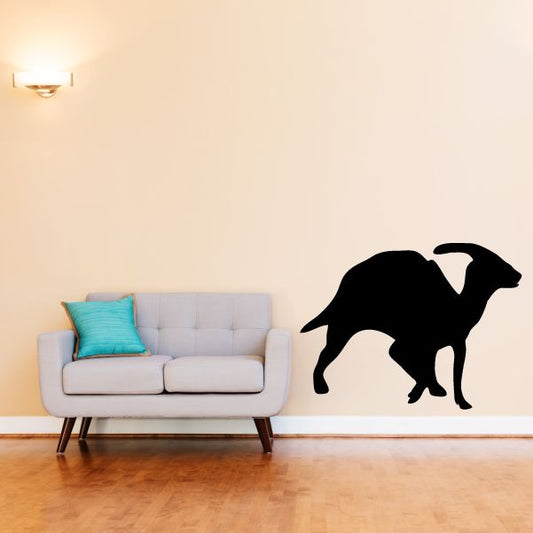 Parasaurolophus wall decal, black dinosaur silhouette