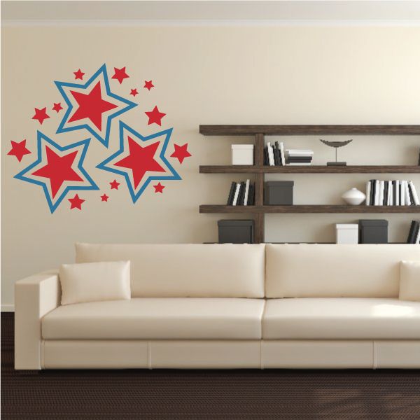 Patriotic Stars wall decal with red and blue star shapes