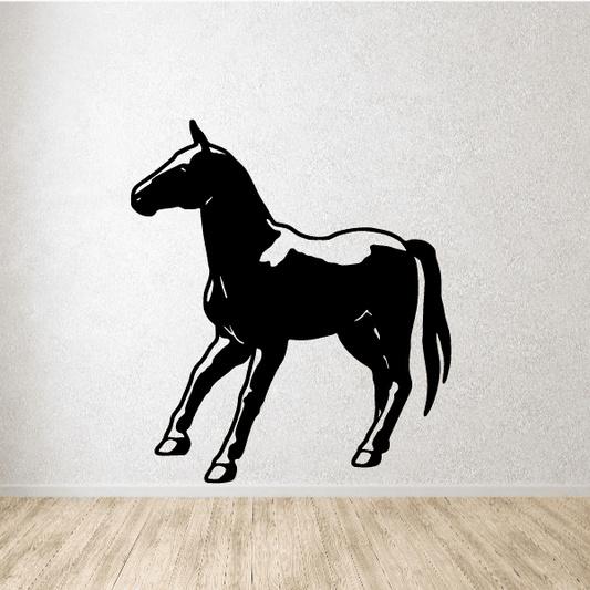 Pausing horse decal, black standing horse silhouette