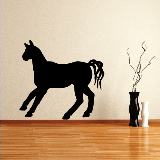 Black horse silhouette wall decal with raised mane and legs