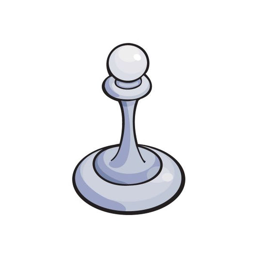 Chess pawn piece sticker in light gray and white
