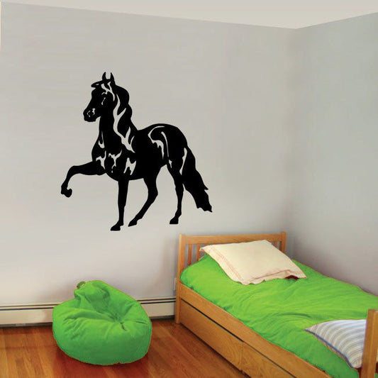 Walking trot horse wall decal with black silhouette
