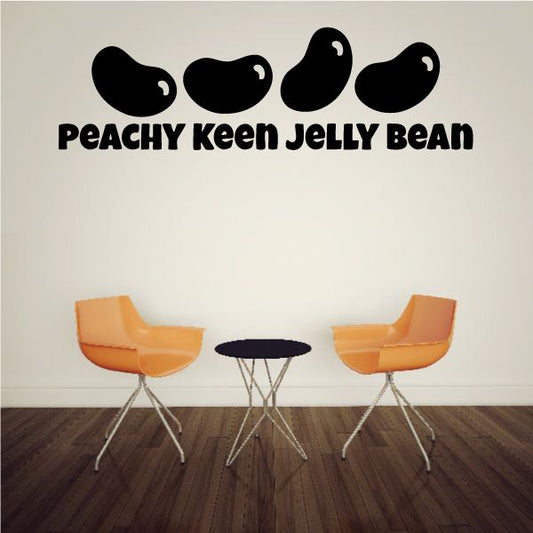 Jelly bean wall decal: four black bean shapes with PEACHY KEEN JELLY BEAN text