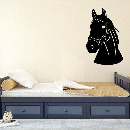Black horse head decal with perked ears