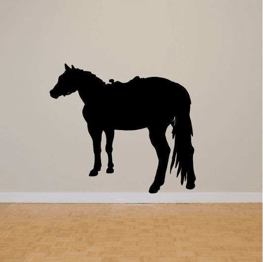 Standing horse wall decal, black silhouette, side view