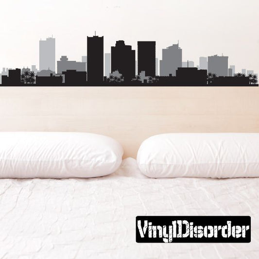 Black Arizona city skyline wall decal with tall building silhouettes