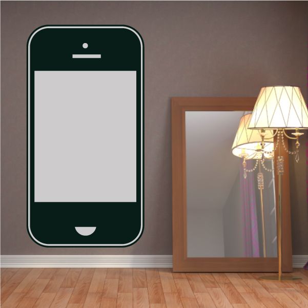 Phone wall decal vinyl: dark phone outline with blank screen