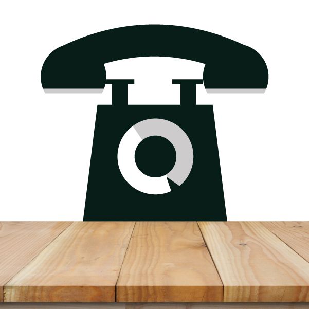 Phone wall decal: dark green vintage telephone icon with white dial and handset.