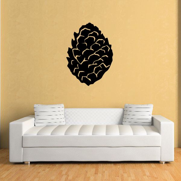 Pine cone tree wall decal, black pine cone silhouette