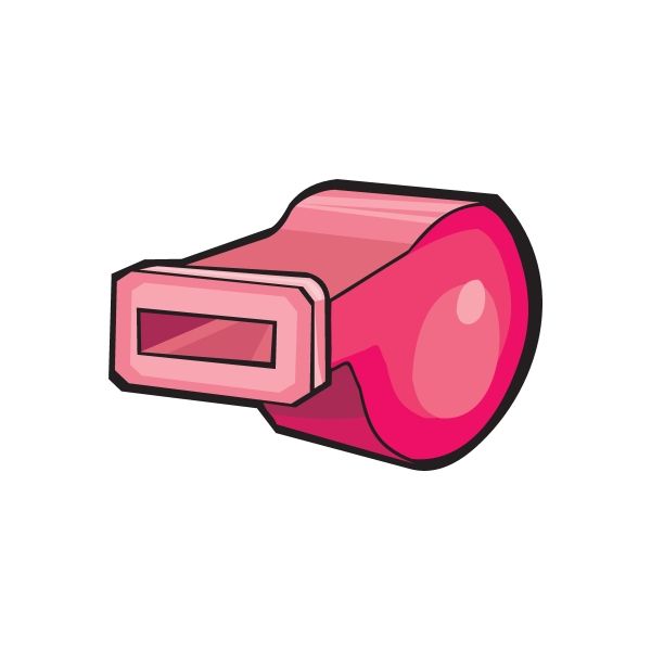 Pink vinyl whistle sticker with rectangular mouthpiece