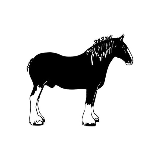 Black horse vinyl decal sticker with white pinstripe mane and outline