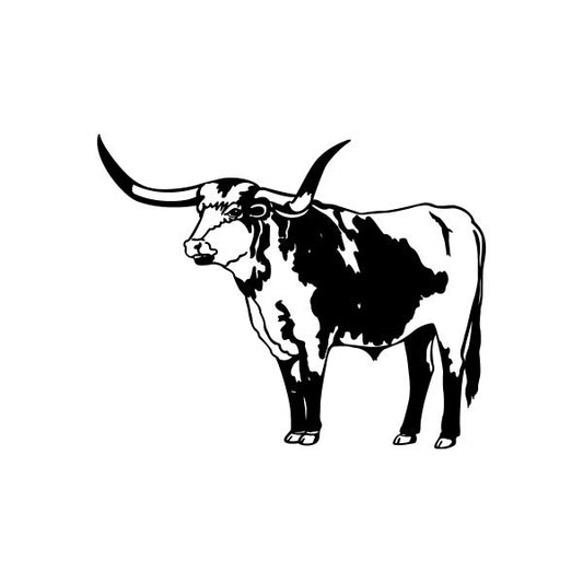 Bull vinyl decal sticker, black and white horned cow silhouette