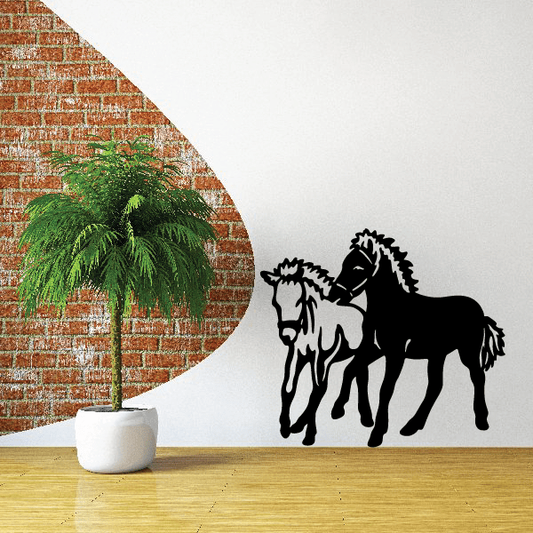 Pintaloosa ponies decal with black horse silhouettes