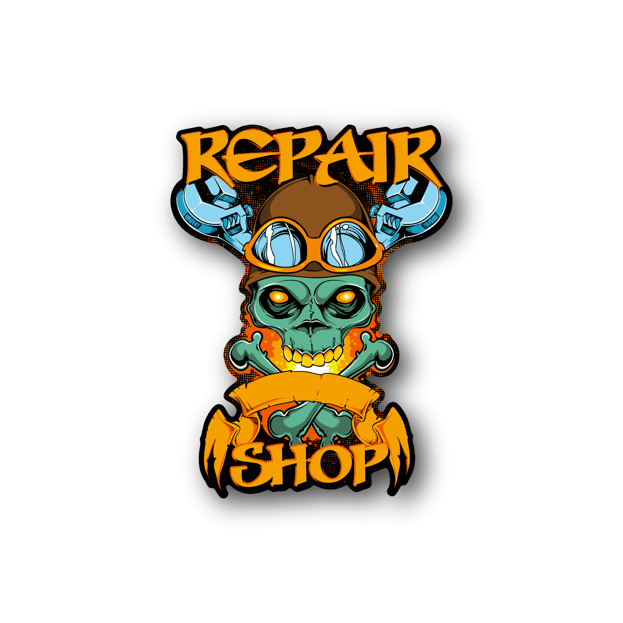 Image of Piolt Repair Shop Skull Sticker