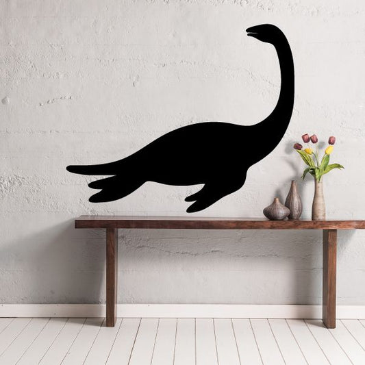 Plesiosaurus decal: black dinosaur silhouette wall sticker