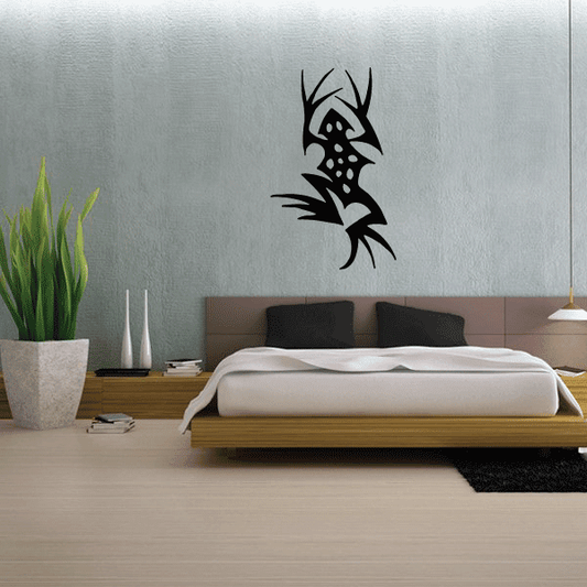 Tribal frog wall decal, black pointed design