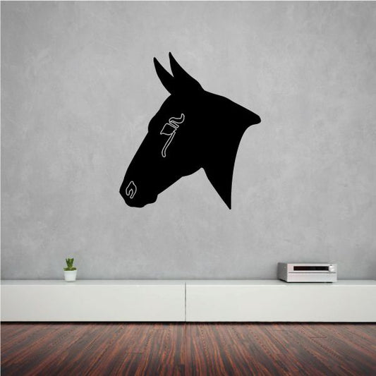 Pointy eared horse head decal, black silhouette with pointed ears