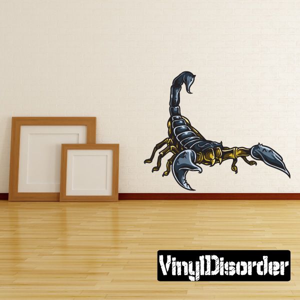 Poisonous scorpion sticker with blue and black scorpion design