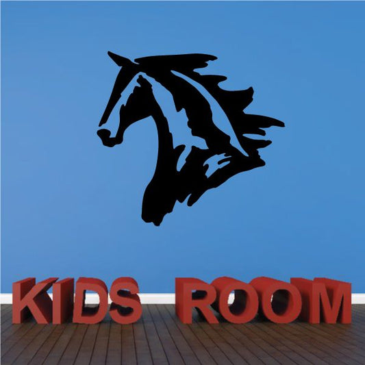 Poitevin horse head decal in black and blue silhouette