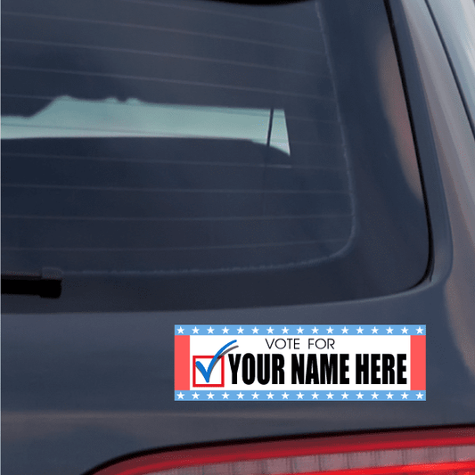Political election sticker: Vote for your name here with checkbox