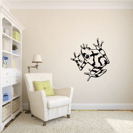 Pond frog decal with black-and-white frog illustration