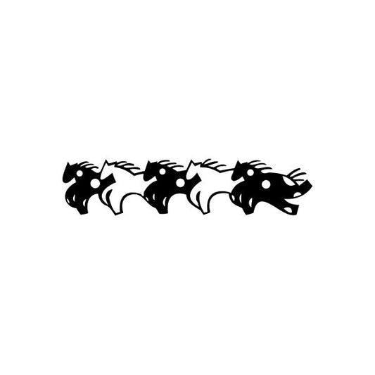Dashing ponies decal, row of black running horse illustrations