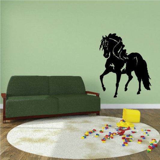 Horse walking wall decal, black pony silhouette