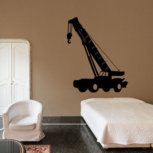 Portable crane wall decal, black silhouette