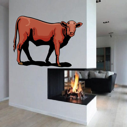 Hereford cow cattle sticker, red-brown with white face and legs