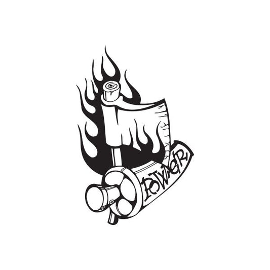 Graffiti-style flame decal with hand holding a can and “Forever” text